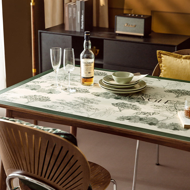 2color green retro forest square table mat