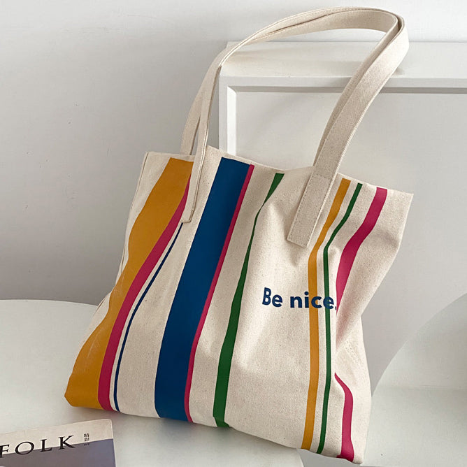 2color be nice logo tote bag