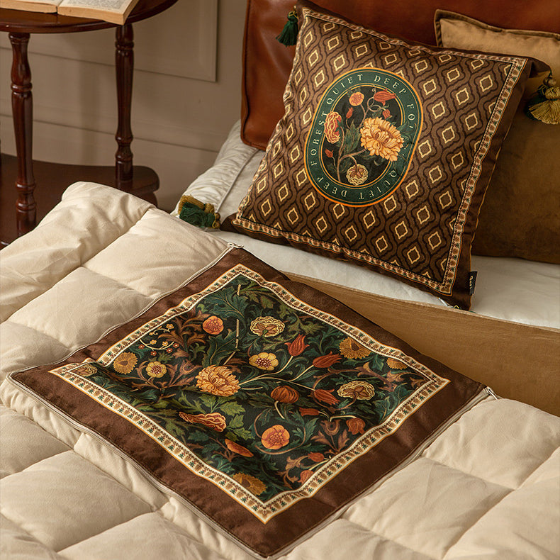 retro flower 2way quilt cushion