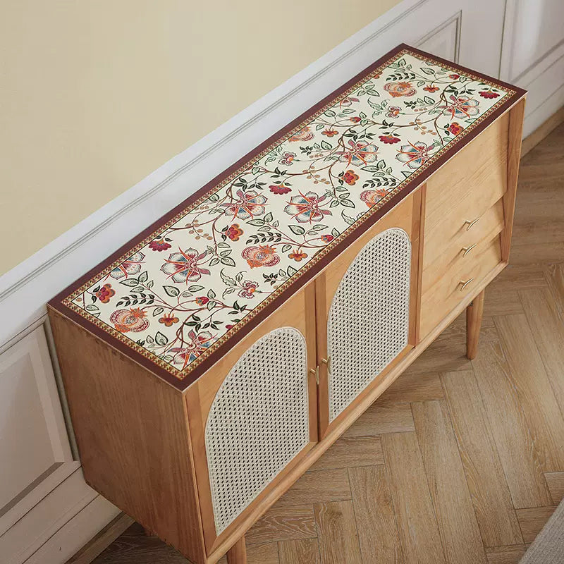 dark red vintage flower shelf mat