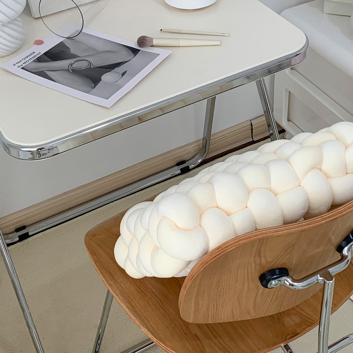 2color natural knit cushion