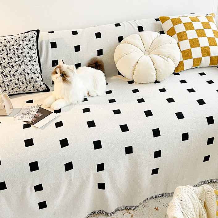 monotone square block sofa cover