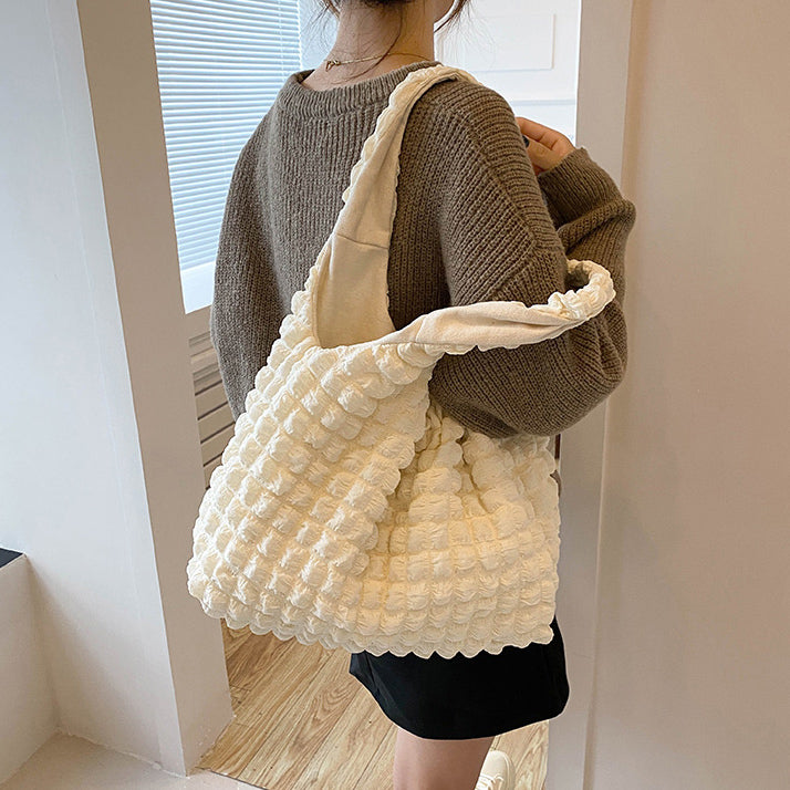 5color square puff handbag