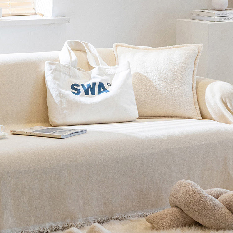 white cut off sofa cover