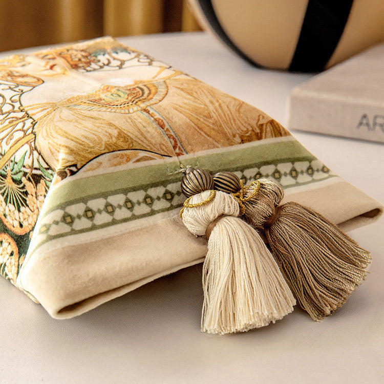 mucha whispers logo tissue case