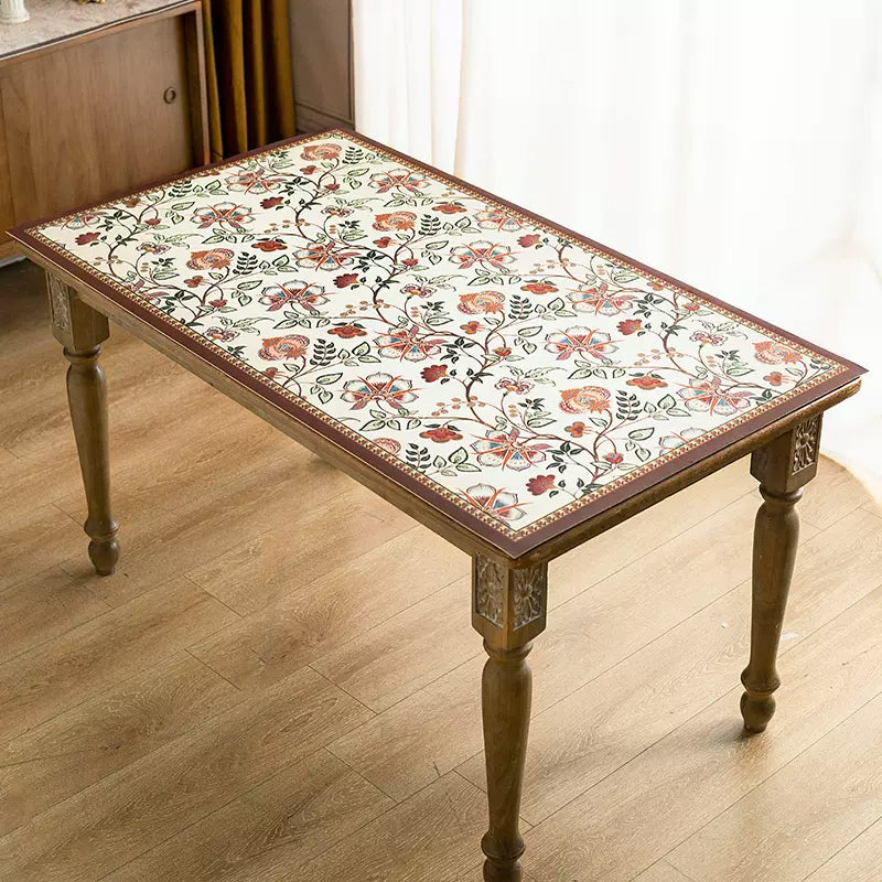dark red vintage flower square table mat