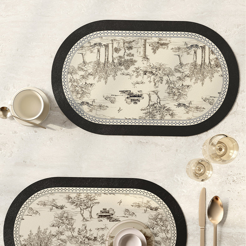 black toile de Jouy place mat