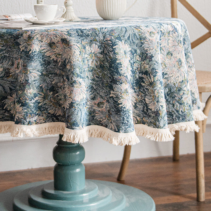 french blue flower table cloth