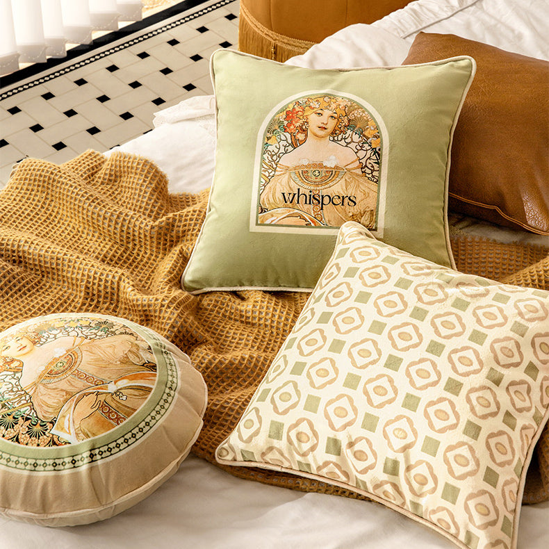 3design mucha whispers logo cushion