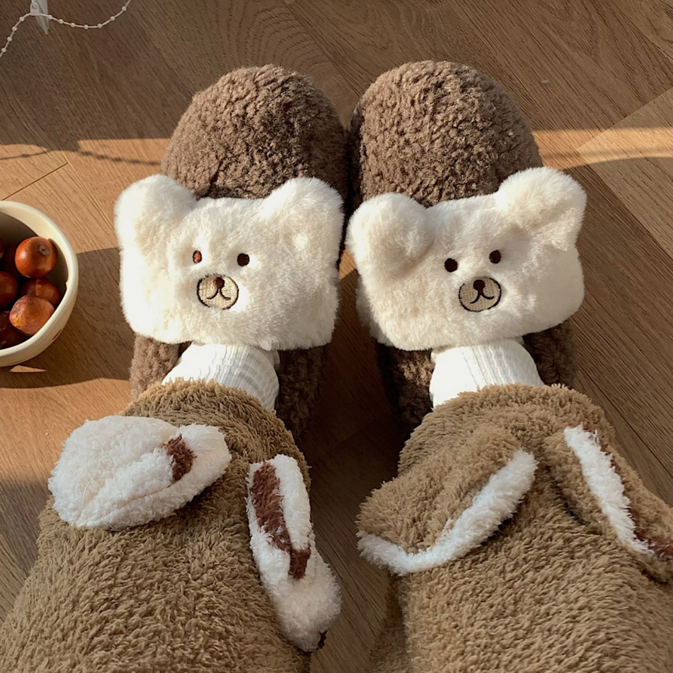 4color fur bear roomshoes