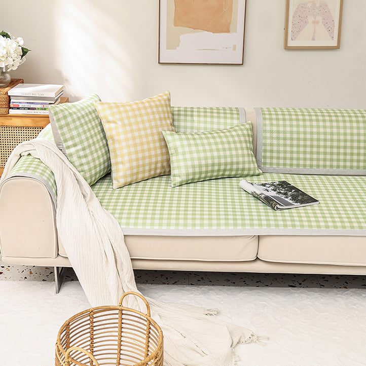 6color pail gingham check sofa cover