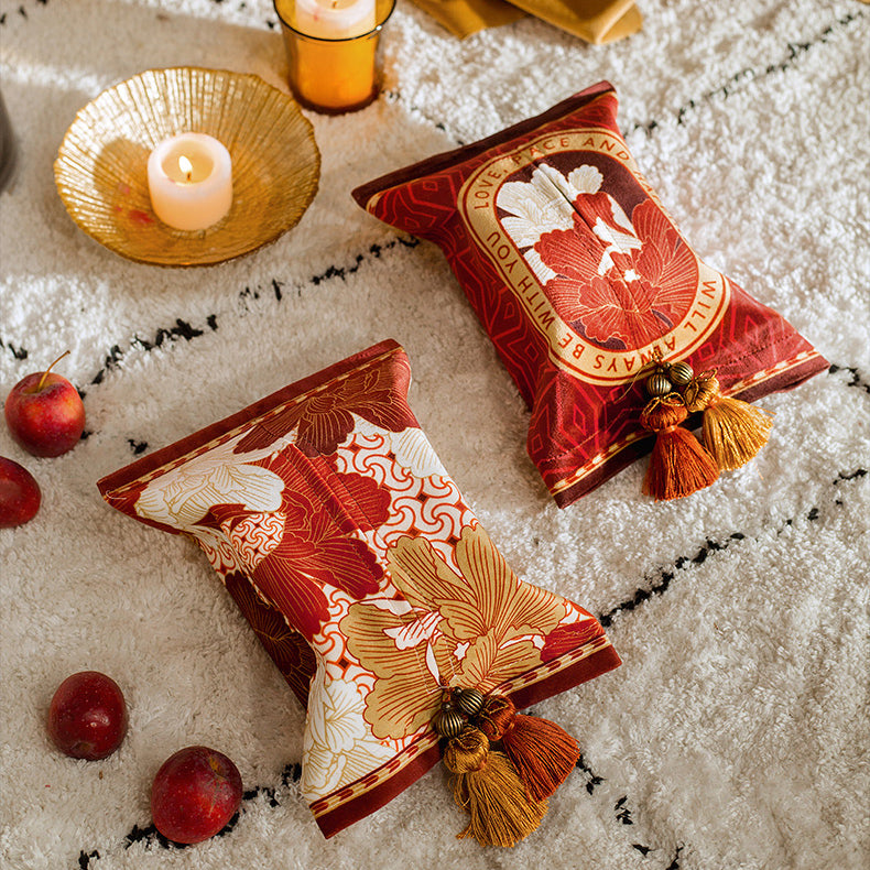 2design red flower tissue case