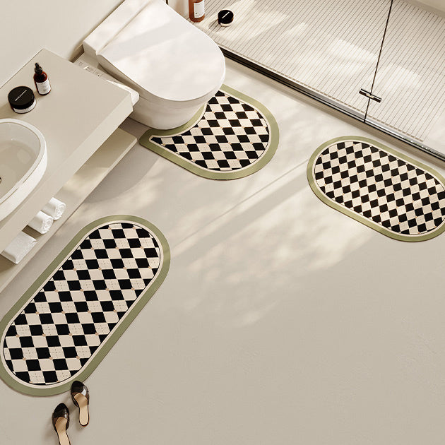 2color diamond checker toilet mat