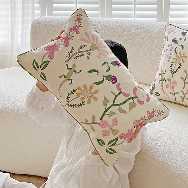 retro botanical flower cushion