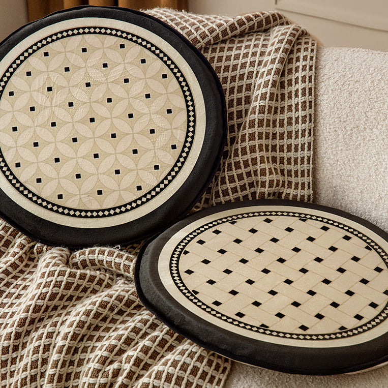 2color brown retro tile cushion