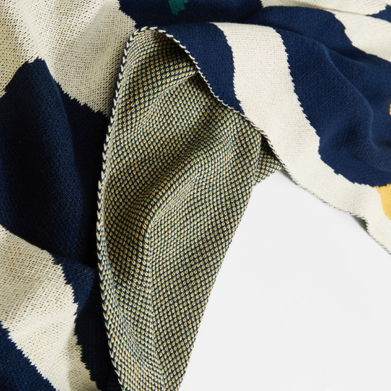 2color flower knit blanket