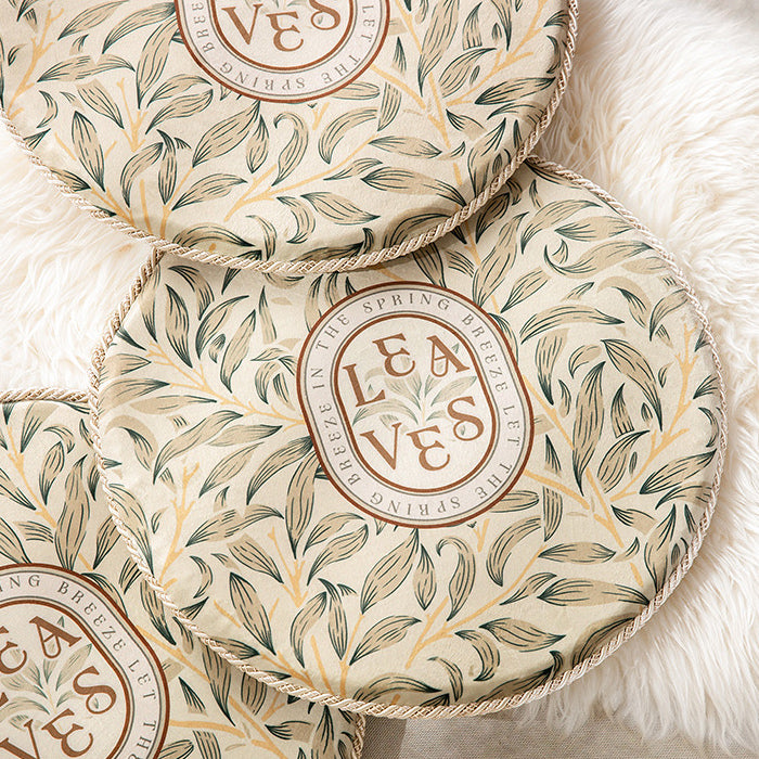 leaves art logo round cushion