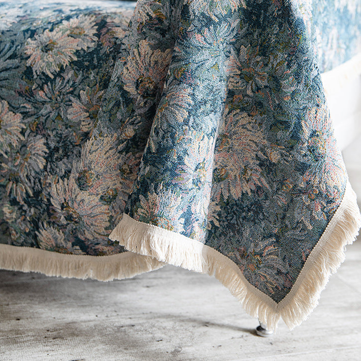 french blue flower sofa cover