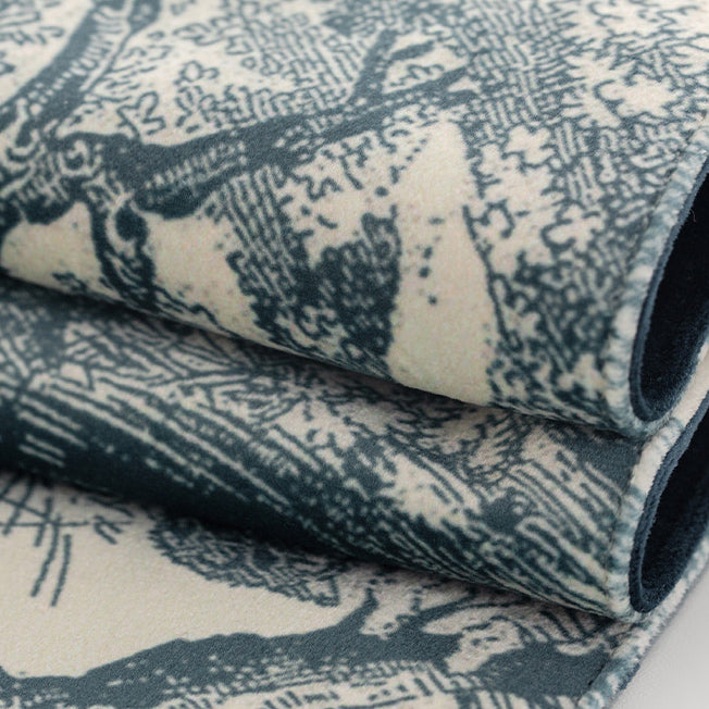 blue retro forest table runner