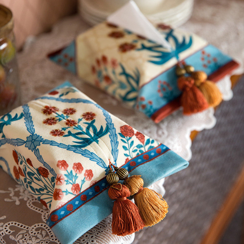 2design ethnic blue flower tissue case