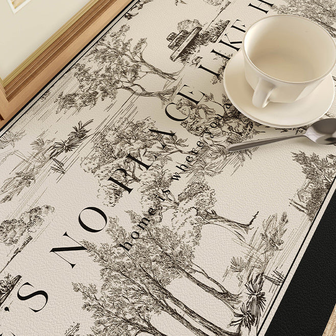 black toile de Jouy shelf mat