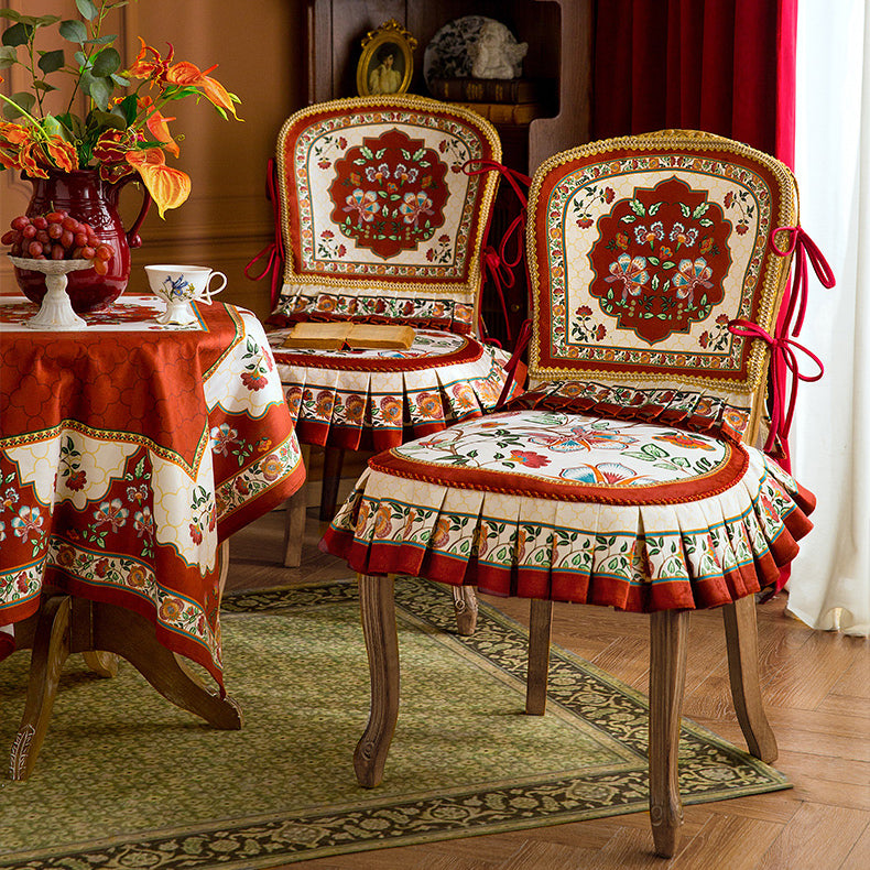 dark red vintage flower chair cover & cushion