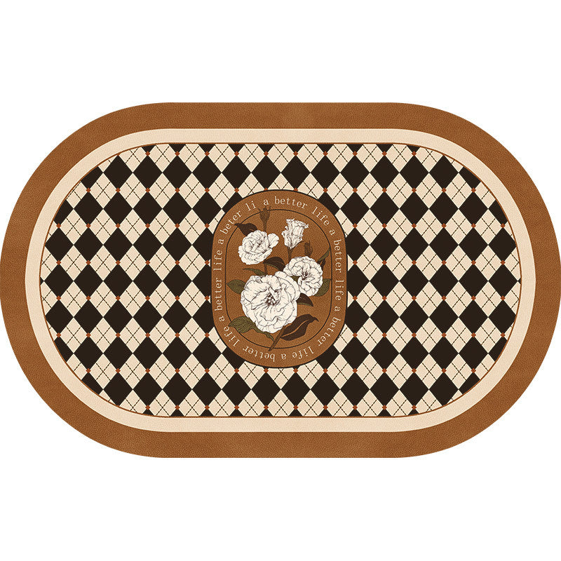 brown diamond checker toilet mat