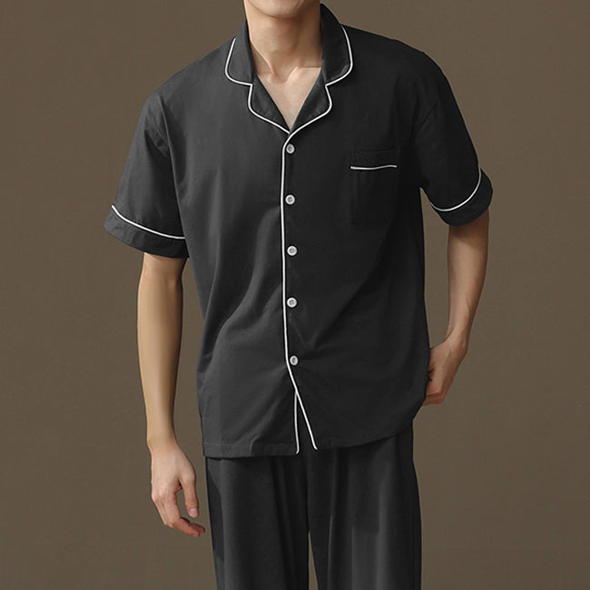 piping charcoal gray pair roomwear