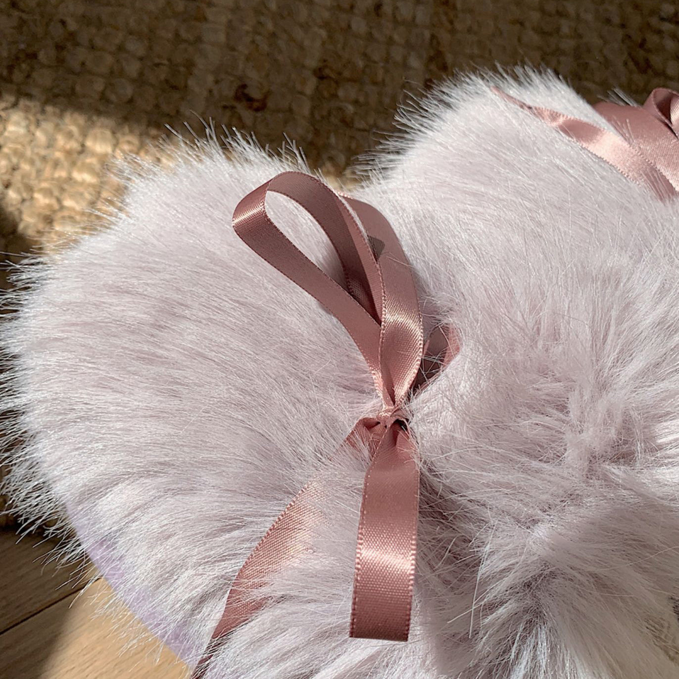 3color fur ribbon roomshoes