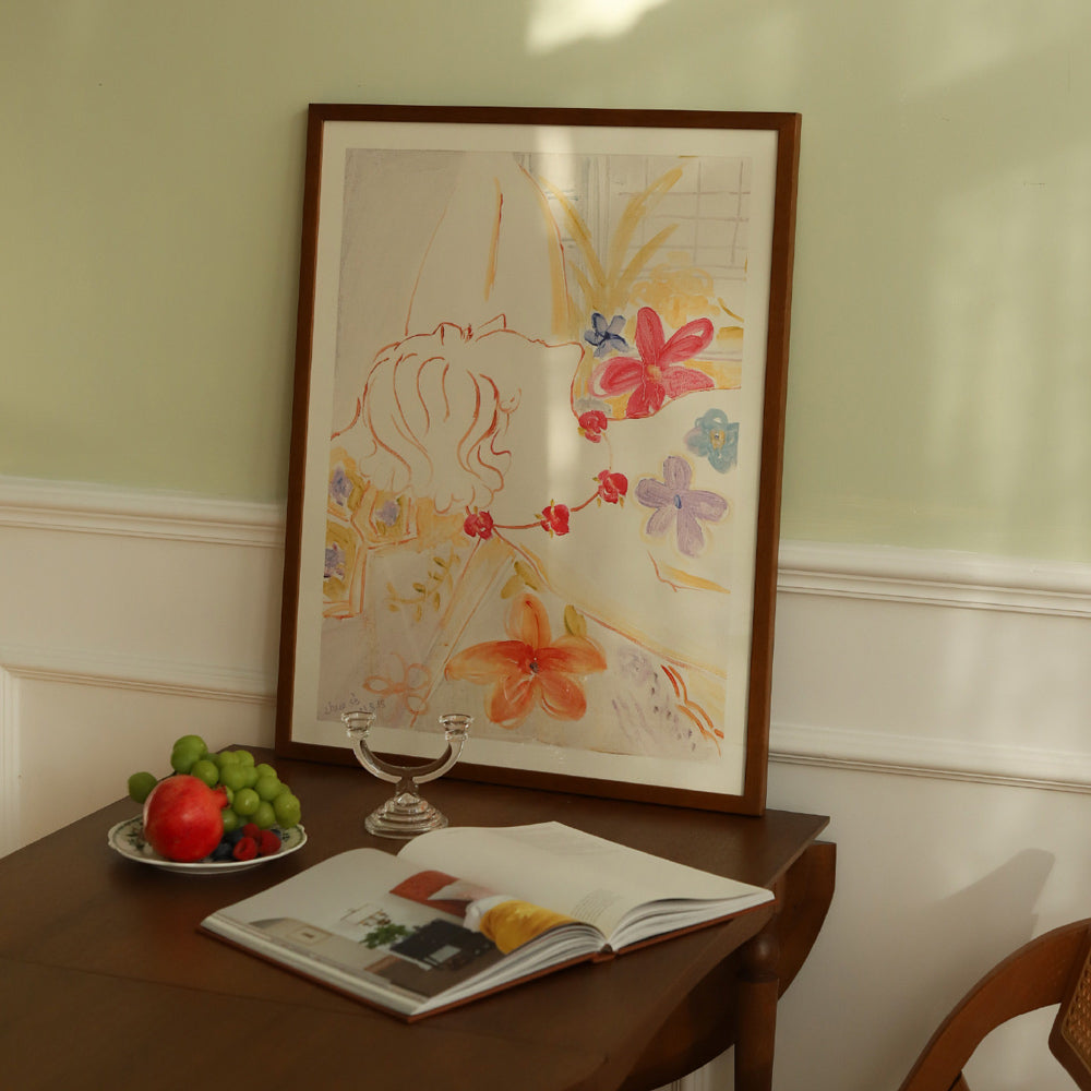 rose necklace girl poster & frame SET