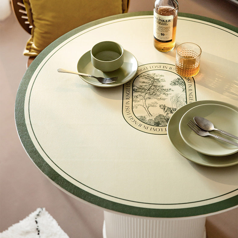 2color green retro forest round table mat