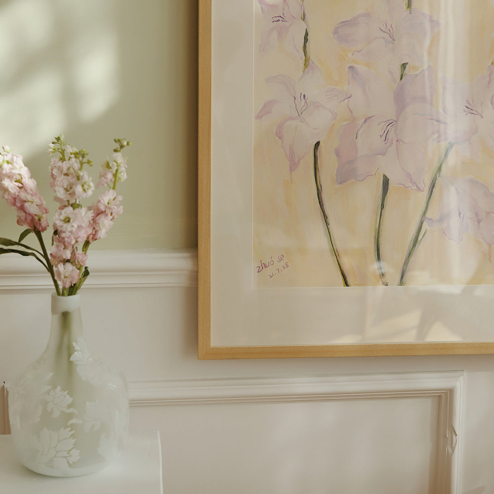 purple gladiolus poster & frame SET