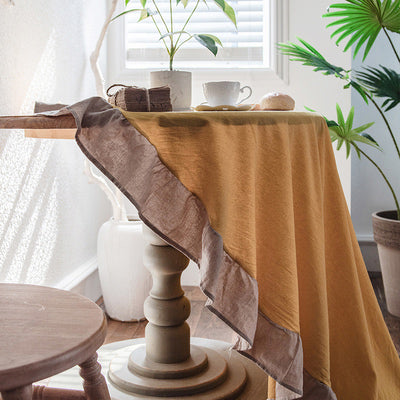 4color round frills tablecloth