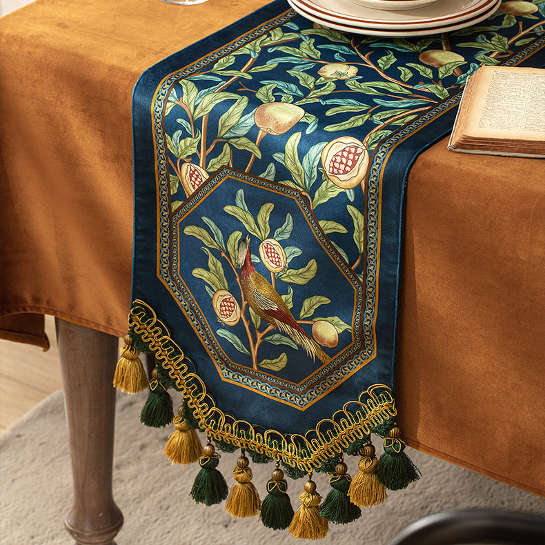 american retro pomegranate table runner