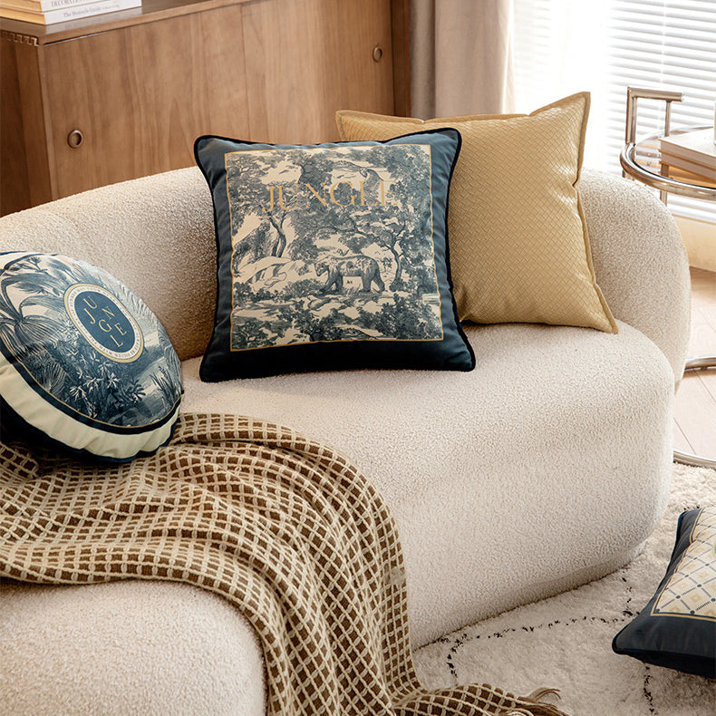 3design blue retro forest cushion