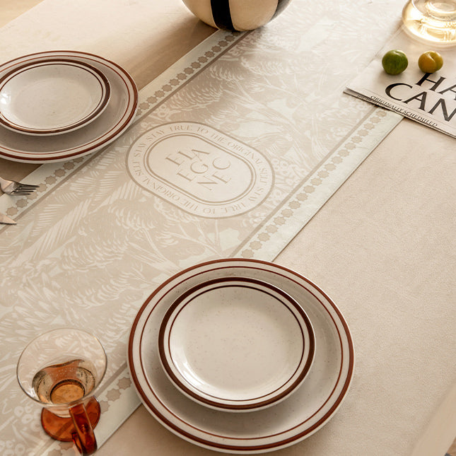 beige elegance logo table runner
