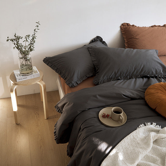 12color simple cotton frill bedlinen set