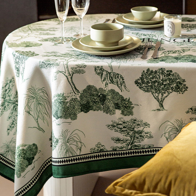 green jungle logo table cloth