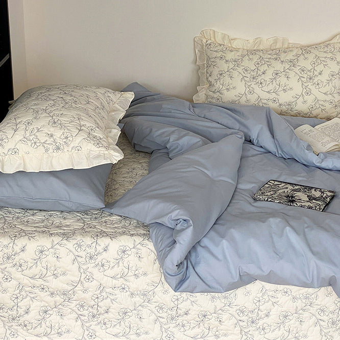 flower embroidery bedlinen set