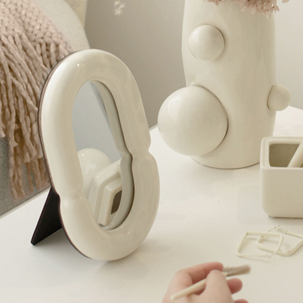 2color oval ceramic mirror