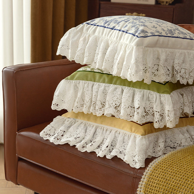 french flower velvety frill cushion