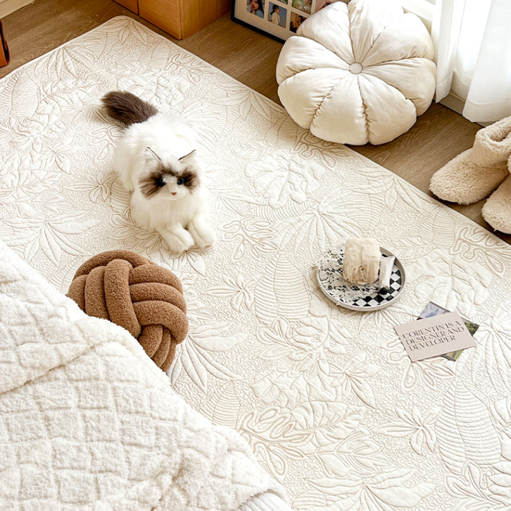 3color botanical stitch floor mat