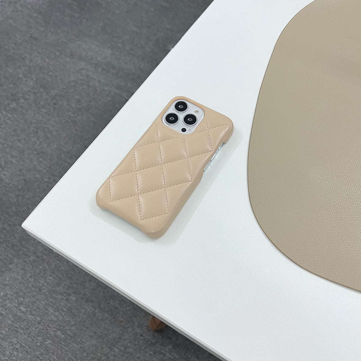 beige leather quilt iPhonecase