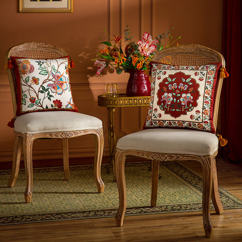 6design dark red vintage flower cushion