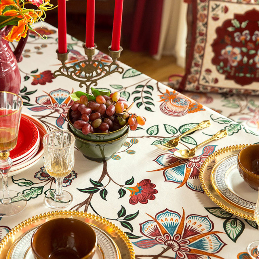 2design dark red vintage flower table cloth
