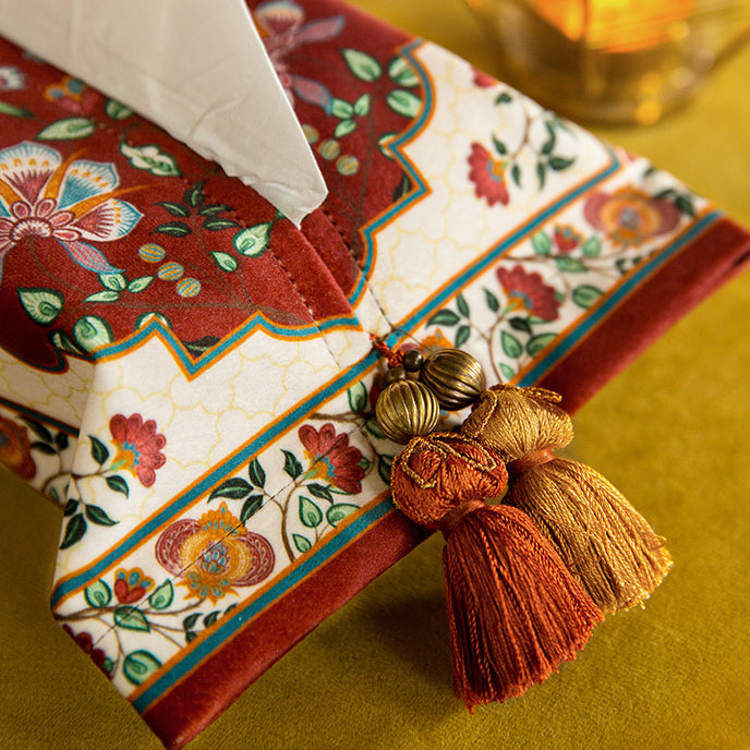 dark red vintage flower tissue case