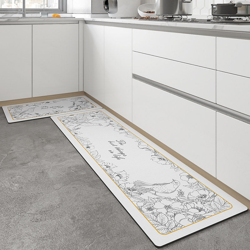 4type monotone flower kitchen mat set