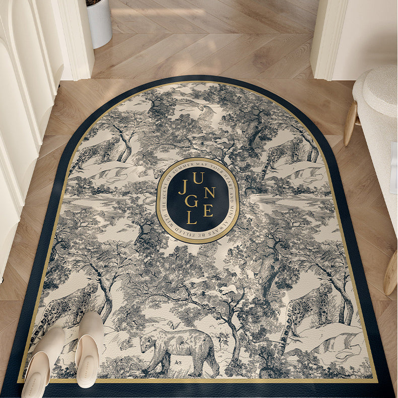 blue retro forest door mat