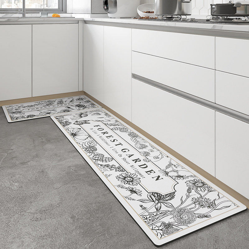 4type monotone flower kitchen mat set
