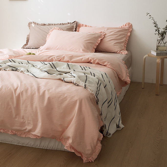 12color simple cotton frill bedlinen set